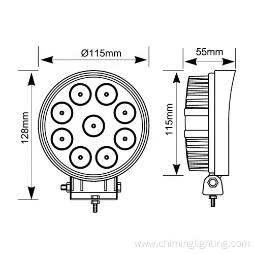 27W 4.5'' Round Headlight Led Work Light 12V-24V Flood Spot Work Light Offroad Truck Atv Utv Led Work Headlight